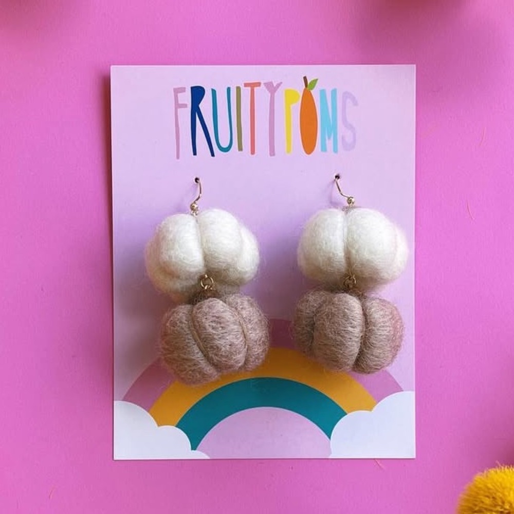 Fruity Poms Double Pumpkin Earrings